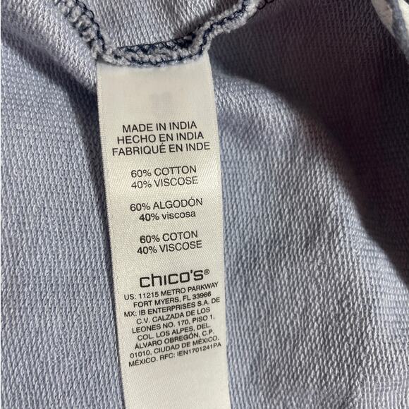 Weekends by Chicos 3 Women Top XL Blue Cheetah Print Cotton Viscose Casual Comfy - Picture 5 of 7